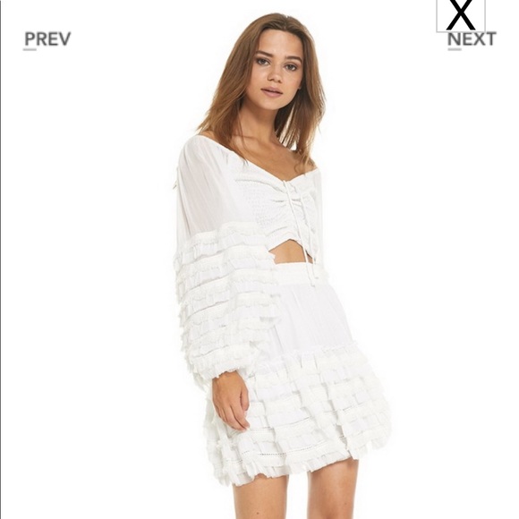 Misa Los Angeles Tops - White Skirt/shirt set